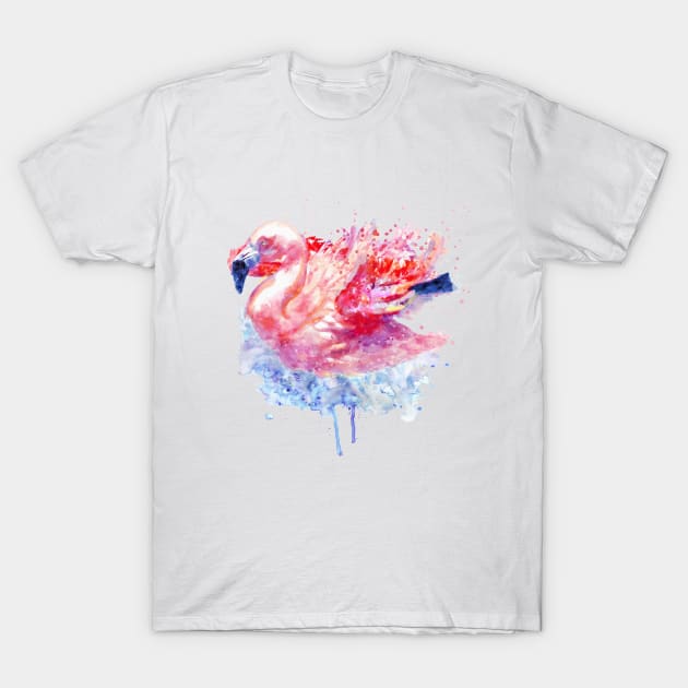 Flamingo on the Water T-Shirt by Marian Voicu